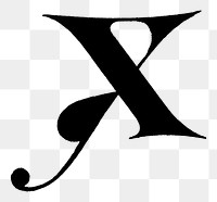 X letter PNG, gothic initials font, transparent background
