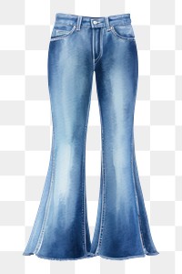 PNG  Flared cut jean jeans denim pants. AI generated Image by rawpixel.