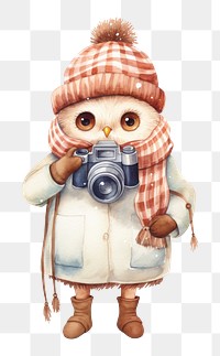 PNG A happy owl camera winter toy. AI generated Image by rawpixel.