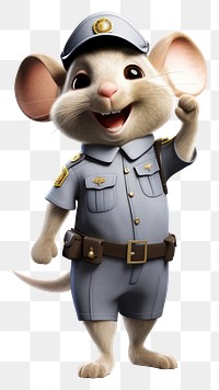 PNG A police cute mouse white background muroidea portrait. AI generated Image by rawpixel.