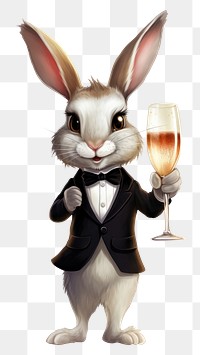 PNG A happy cartoon rabbit glass champagne mammal. 