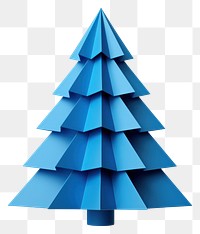 PNG A paper chirstmas tree origami blue white background. 