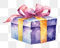 PNG gift box, watercolor element, transparent background