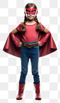 PNG  A young girl superhero portrait costume adult. AI generated Image by rawpixel.