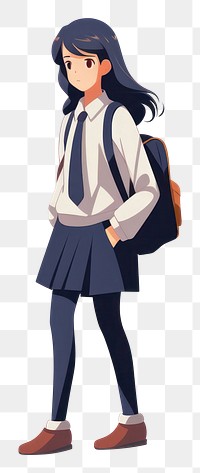 PNG  Student anime white background school uniform. AI generated Image by rawpixel.
