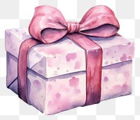 PNG Gift wrapped watercolor box white background anniversary. AI generated Image by rawpixel.