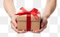 PNG Hand holding gift box white background celebration. AI generated Image by rawpixel.