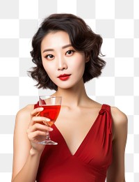 PNG Ordinary looking asian woman drinking cocktail photo white background refreshment. AI generated Image by rawpixel.