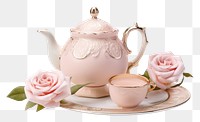 PNG  Rose tea set teapot flower plant. AI generated Image by rawpixel.