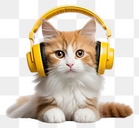 PNG  Headphones headset mammal kitten. AI generated Image by rawpixel.