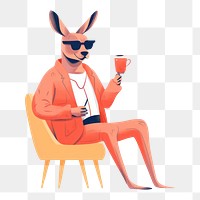 PNG Kangaroo drinking sitting chair. AI generated Image by rawpixel.