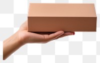 PNG  Hand holding box cardboard carton white background. AI generated Image by rawpixel.