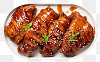 PNG  Teriyaki chicken sesame plate meat. AI generated Image by rawpixel.