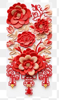 PNG Red envelope pattern flower art. 