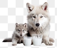 PNG  Puppy wolf dog drinking. AI generated Image by rawpixel.