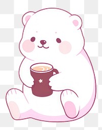 PNG Polar bear drinking cocoa mammal cup mug. AI generated Image by rawpixel.