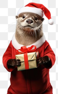 PNG Christmas Seal in Santa costume. 