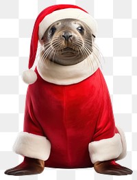 PNG Christmas seal in Santa costume. 