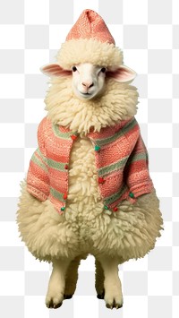 PNG Sheep wearing knitted cardigan. AI generated Image by rawpixel.