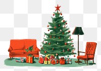 PNG Christmas living room, transparent background