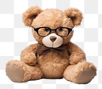 PNG Teddy bear glasses toy white background. AI generated Image by rawpixel.