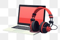 PNG  Podcasting laptop headphones computer. AI generated Image by rawpixel.