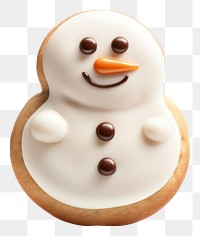 PNG  Christmas snowman cookie dessert white food