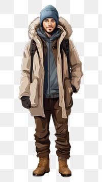 PNG Winter costume jacket human hood. AI generated Image by rawpixel.