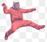 PNG Tiger representation creativity jumping. AI generated Image by rawpixel.