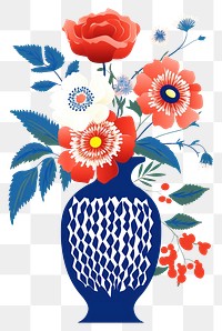 PNG Flower vase painting pattern plant. AI generated Image by rawpixel.