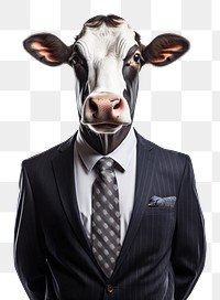 PNG  Cow head business man livestock mammal animal. AI generated Image by rawpixel.