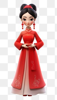 PNG Chinese woman tradition figurine doll. AI generated Image by rawpixel.