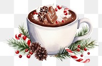 PNG Hot chocolate cup christmas dessert. 