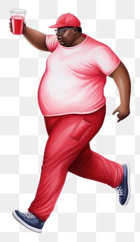 PNG Chubby blackman dancing adult red cup. AI generated Image by rawpixel.