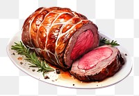 PNG  Christmas beef wellington plate meat food. AI generated Image by rawpixel.