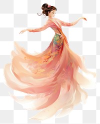 PNG  Traditional chinese woman dancing adult white background. AI generated Image by rawpixel.