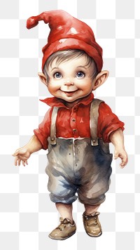 PNG Elf dwarf wearing red hat portrait baby face. AI generated Image by rawpixel.