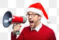 PNG  Using a megaphone christmas shouting adult. AI generated Image by rawpixel.