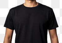PNG  Black t-shirt sleeve white background midsection. AI generated Image by rawpixel.