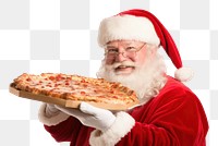 PNG Santa holding pizza christmas adult food. 