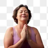 PNG Woman doing Anjali Mudra pose adult contemplation cross-legged. 