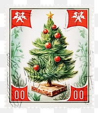 PNG Christmas gift plant tree postage stamp. AI generated Image by rawpixel.