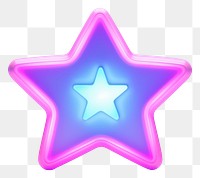 PNG Star symbol neon illuminated. 
