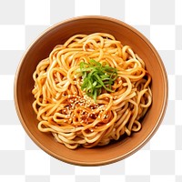 PNG Fried longevity noodles bowl chopsticks plate. AI generated Image by rawpixel.