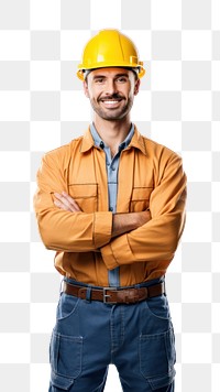 PNG  Male worker helmet construction smiling. AI generated Image by rawpixel.