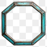 PNG  Octagon Turquoise frame vintage turquoise jewelry white background. AI generated Image by rawpixel.