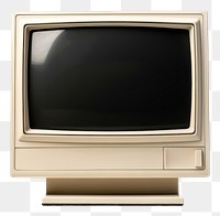 PNG  Vintage CRT computer monitor with black screen television white background electronics. AI generated Image by rawpixel.