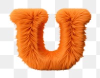 PNG Alphabet U shape fur white background orange color. 