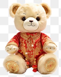 PNG Chinese plush toy gold doll red. 