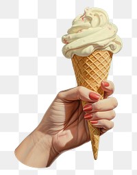 PNG Women hand holding a cone cream icecream dessert food freshness